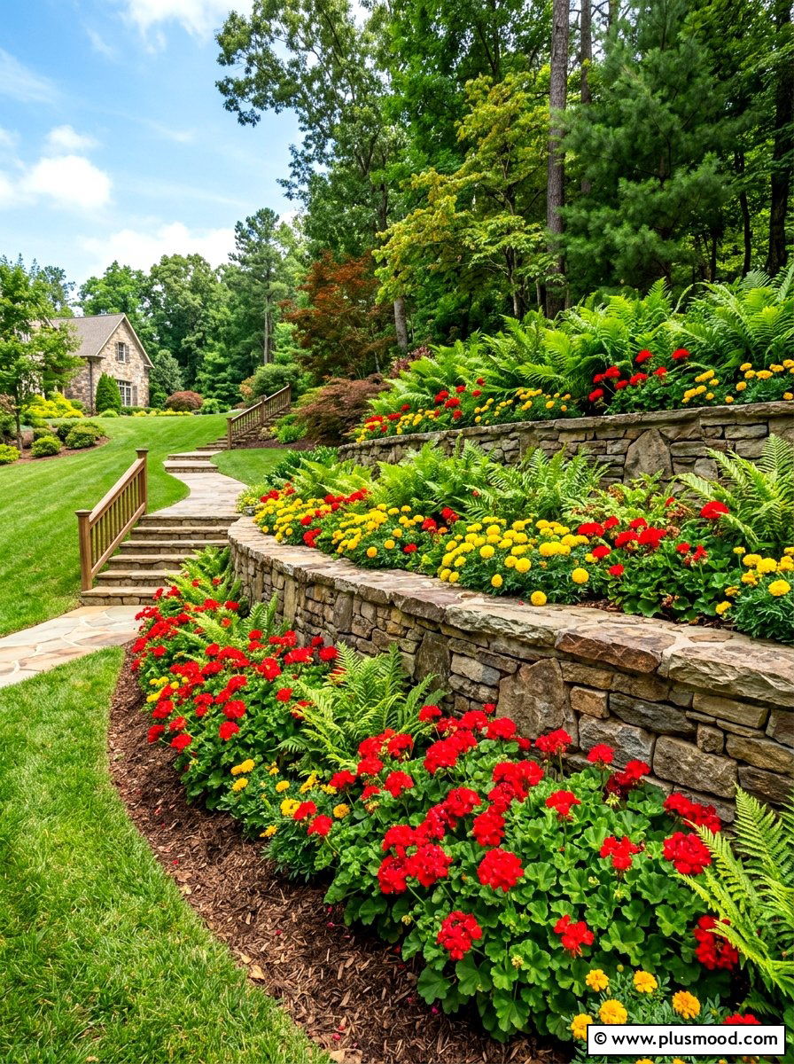 Tiered Retaining Wall Garden - 25 summer backyard retreat ideas