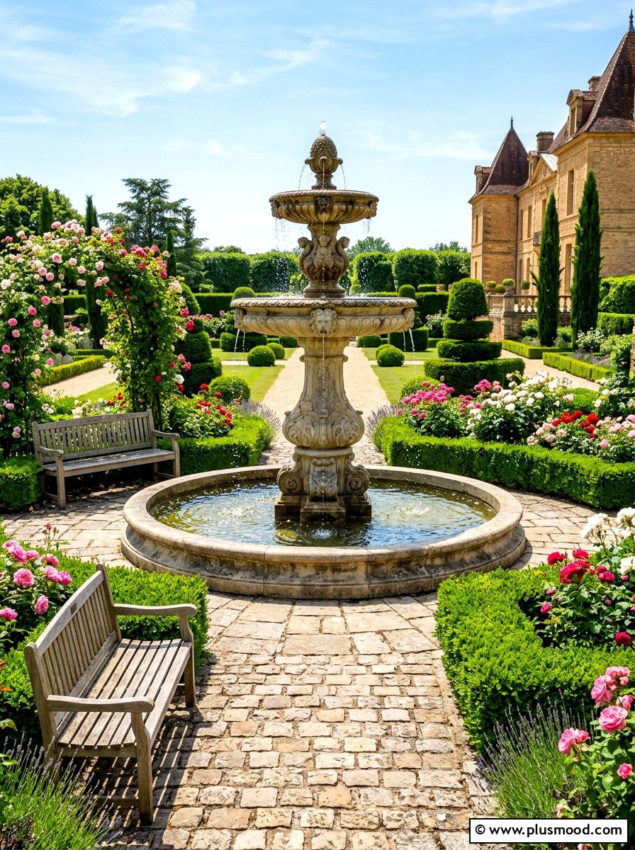 Tiered Stone Fountain - 25 summer fountain ideas for backyard