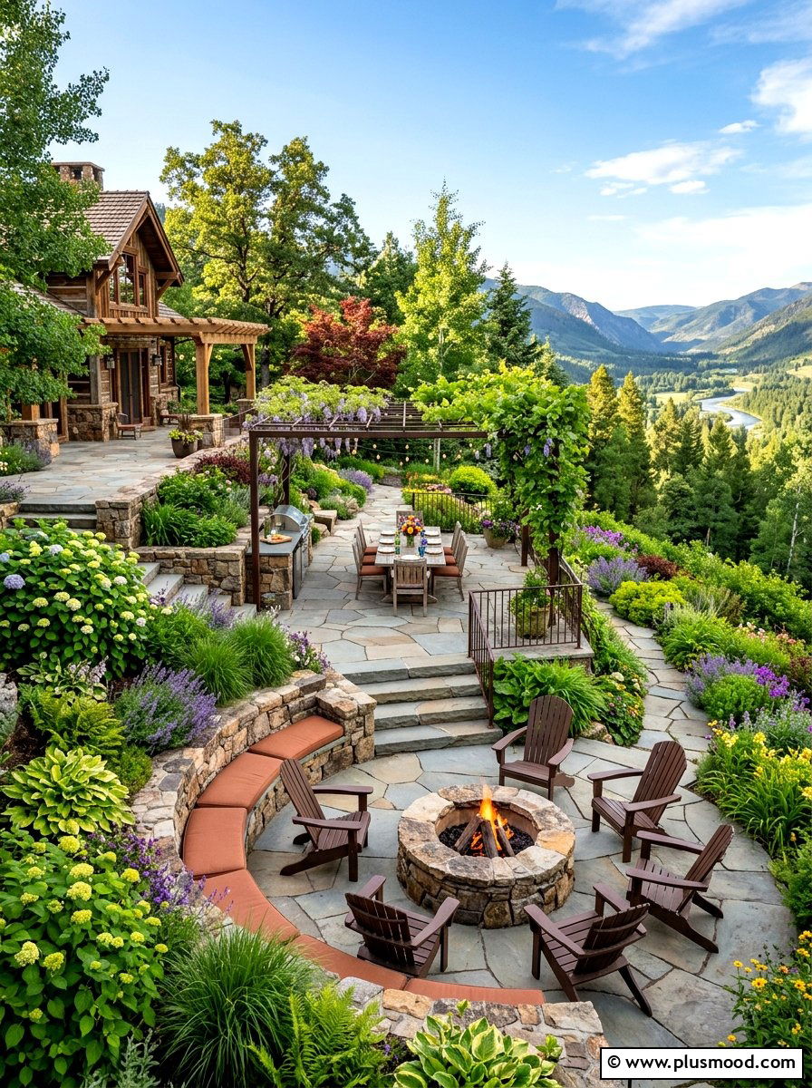 Tiered Stone Patio - 25 summer backyard hosting ideas