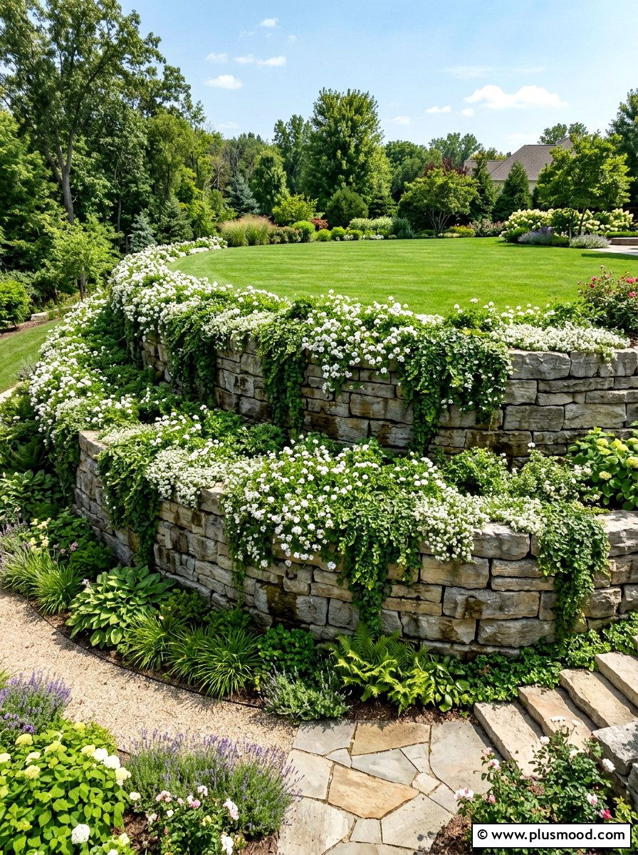 Tiered Stone Retaining Wall - 25 small backyard ideas with rock garden