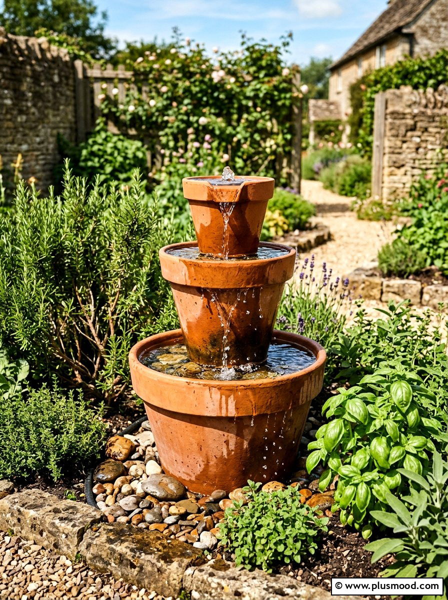 Tiered Terra Cotta Pot - 25 summer backyard water feature ideas