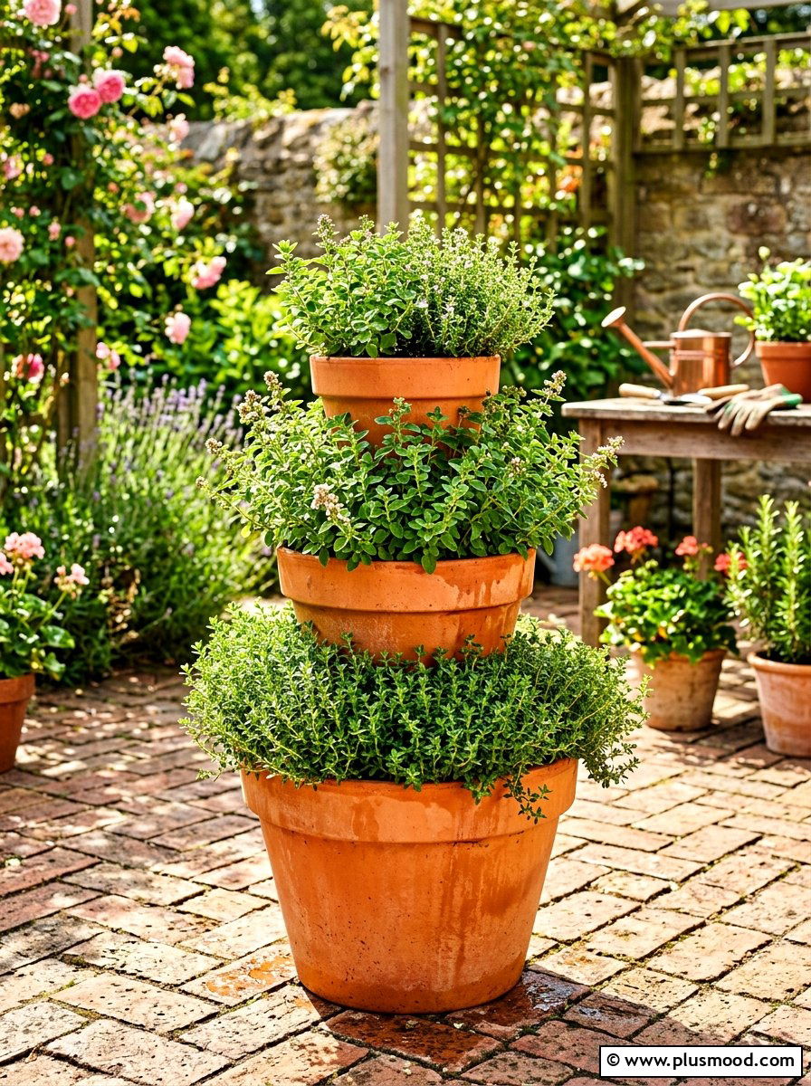 Tiered Terracotta Herb Planter - 25 summer herb planter ideas