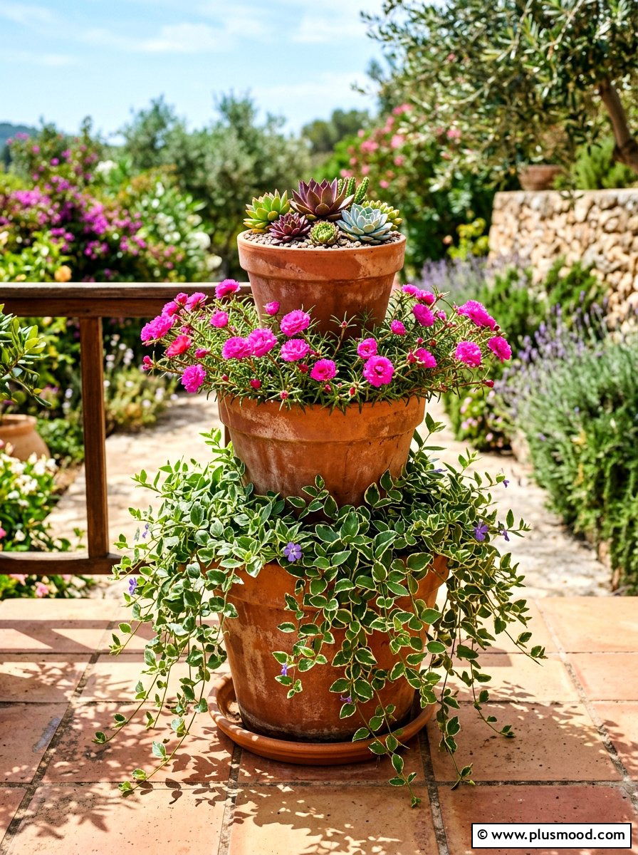 Tiered Terracotta Planter - 25 summer planter ideas