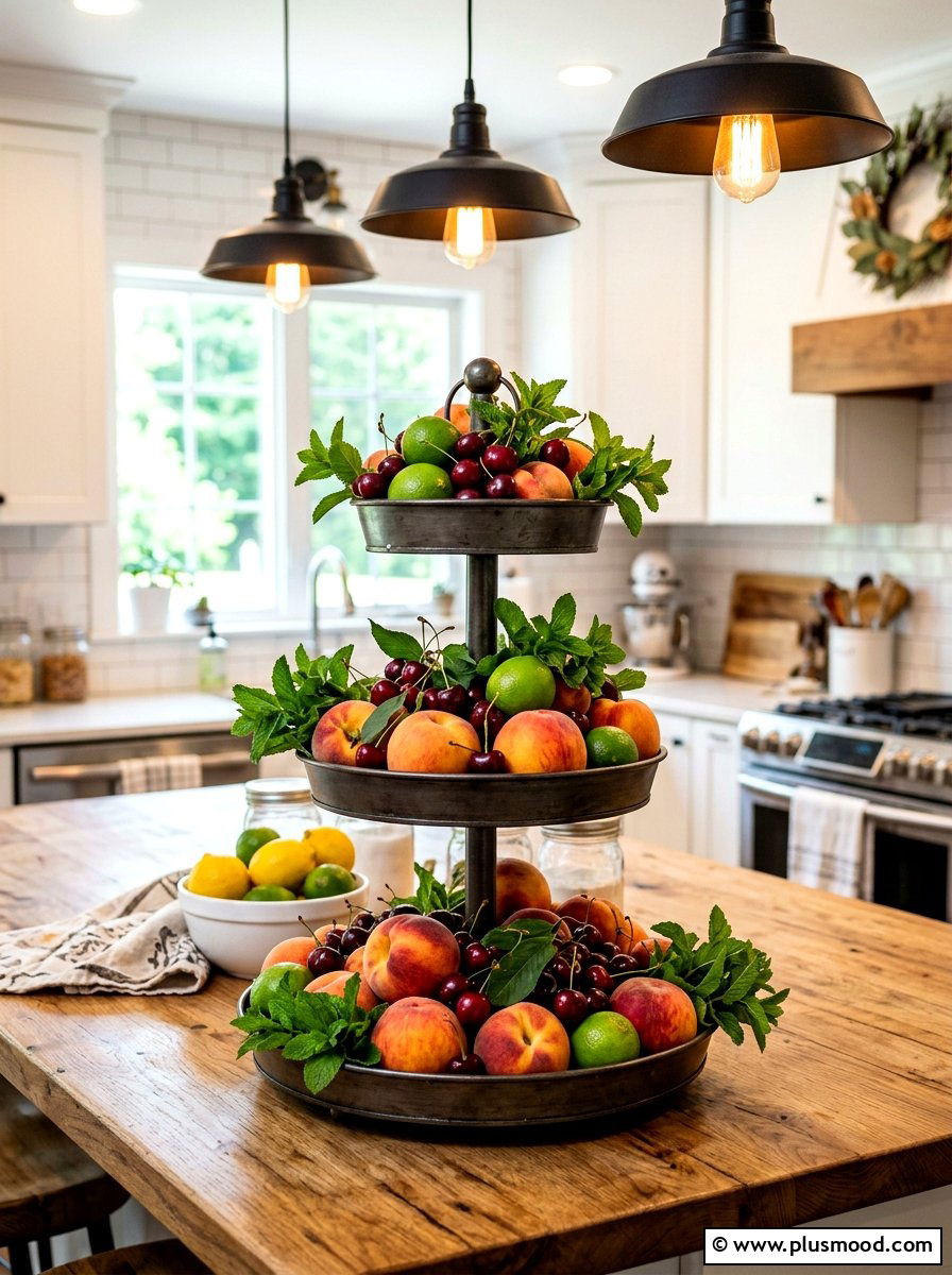 Tiered Tray Summer Fruit - 25 summer kitchen tray decor ideas