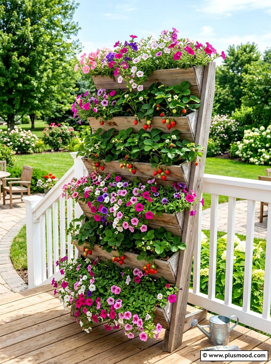 Tiered Vertical Garden - 25 summer deck planter ideas