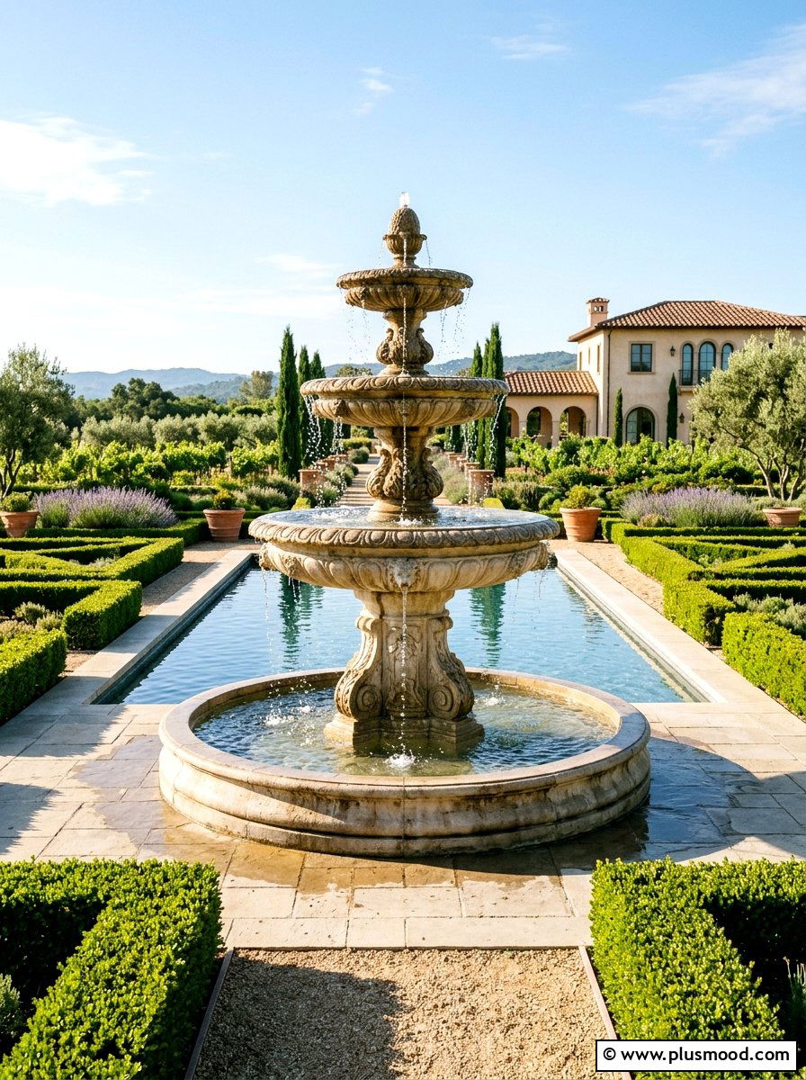 Tiered Water Fountain - 25 pool landscaping ideas with water features