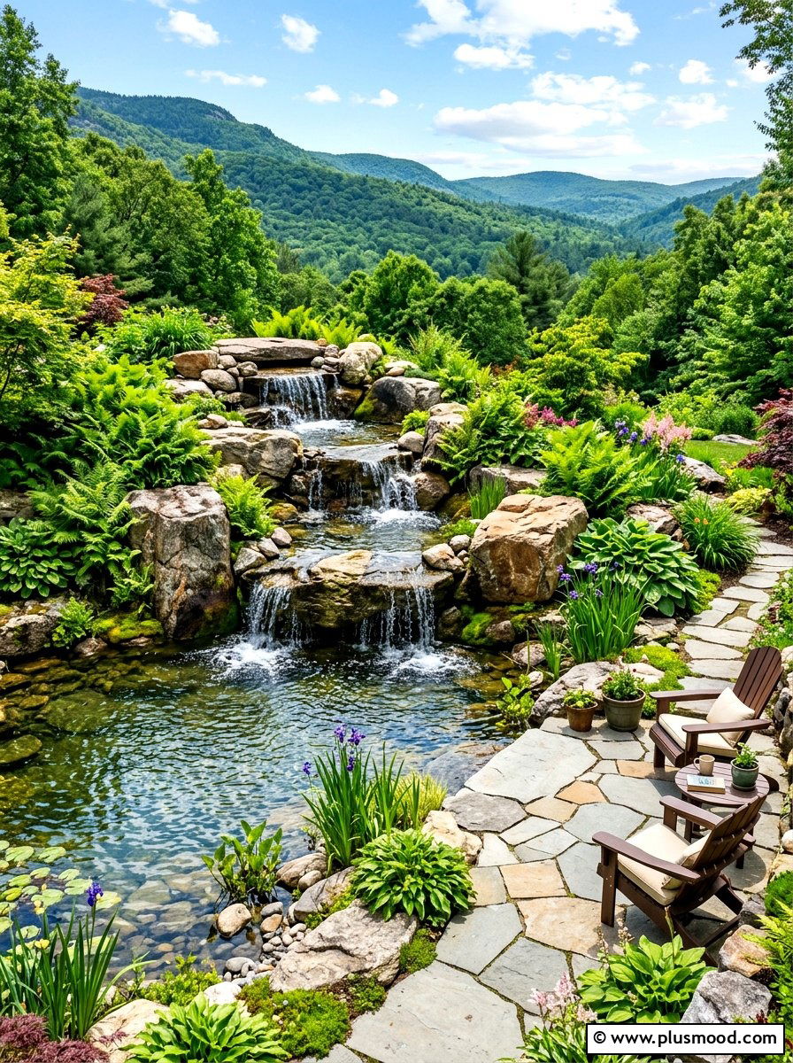 Tiered Waterfall Pond - 25 summer pond ideas for backyard