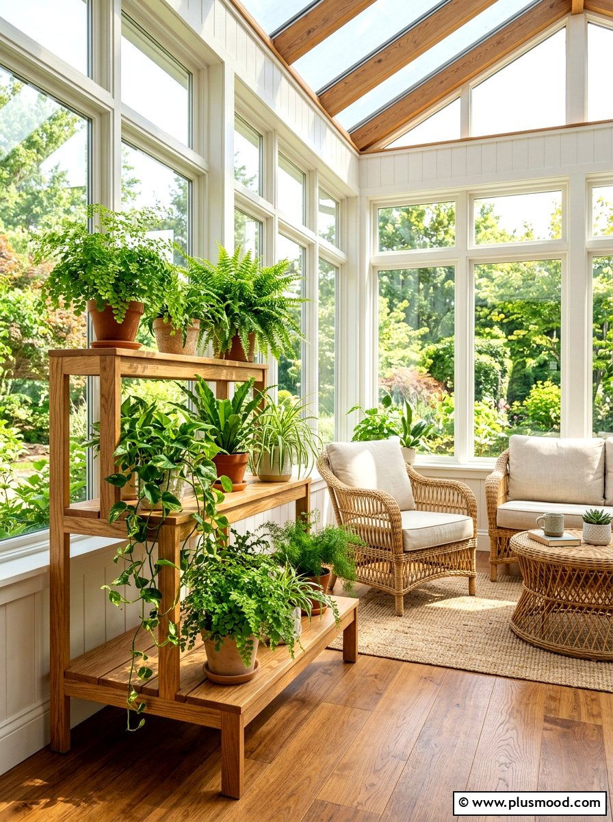 Tiered Wooden Plant Stand - 25 summer boho planter ideas