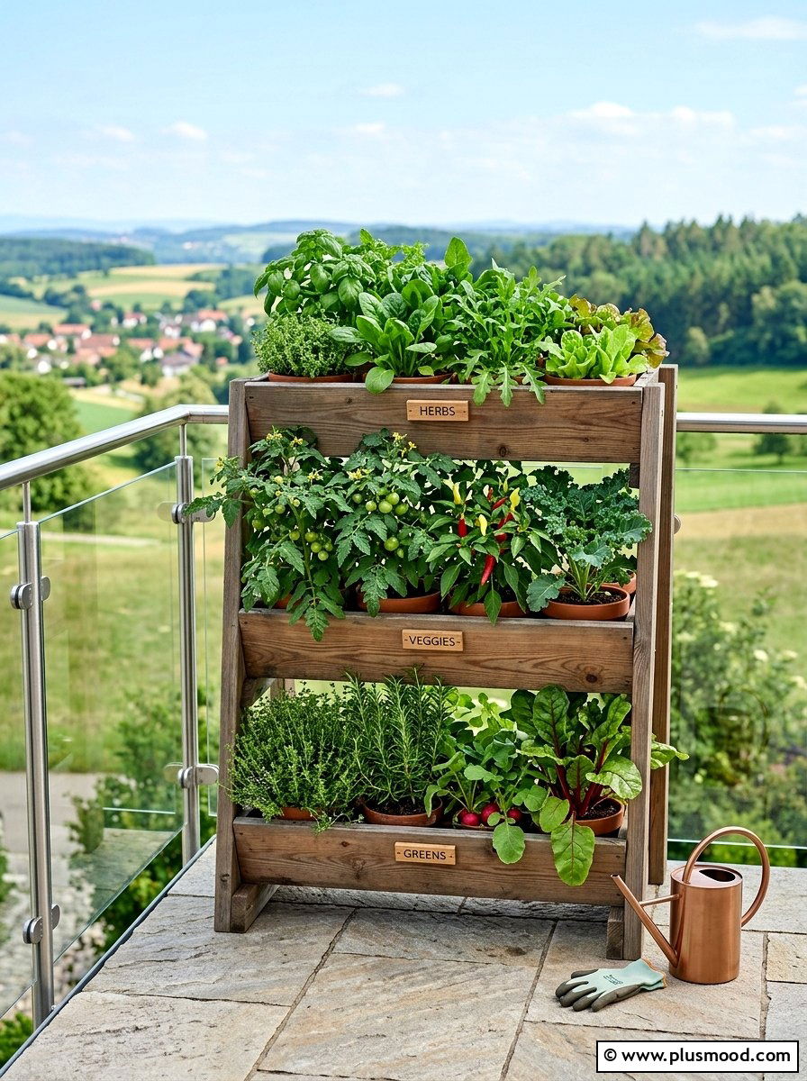Tiered Wooden Planter - 25 outdoor garden decor ideas with vertical garden