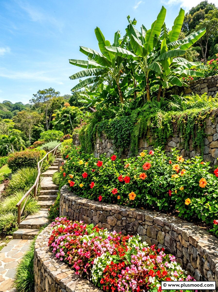 Tiered garden bed - 25 summer tropical landscaping ideas
