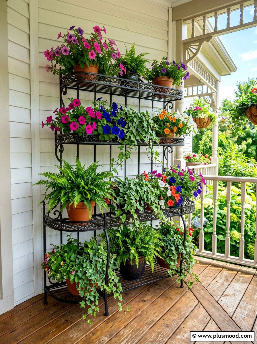Tiered plant stand - 25 summer porch corner decor ideas