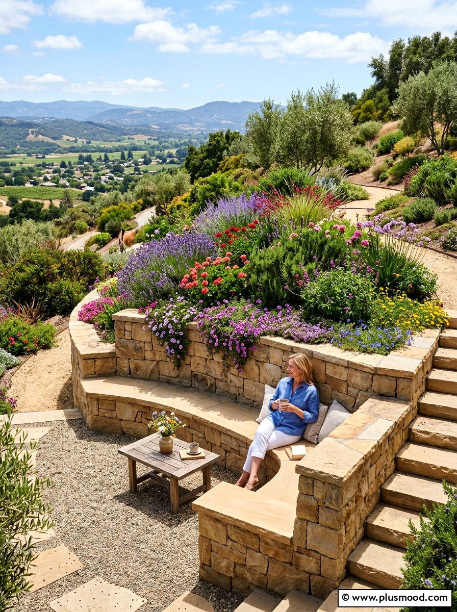 Tiered retaining wall bench - 25 small backyard ideas with seating wall