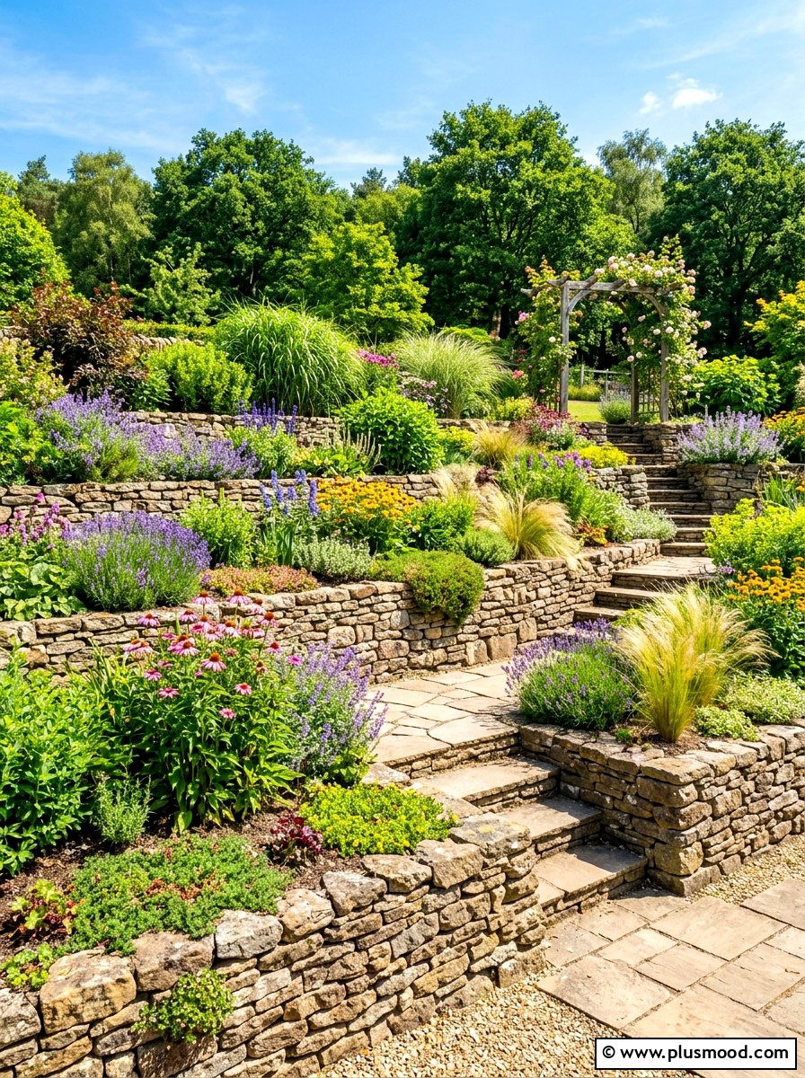 Tiered rock garden terrace - 25 summer rock garden ideas