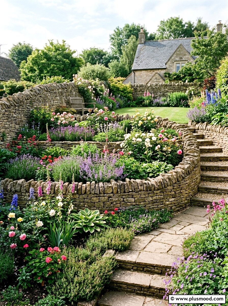 Tiered stone wall - 25 small backyard ideas with stone wall