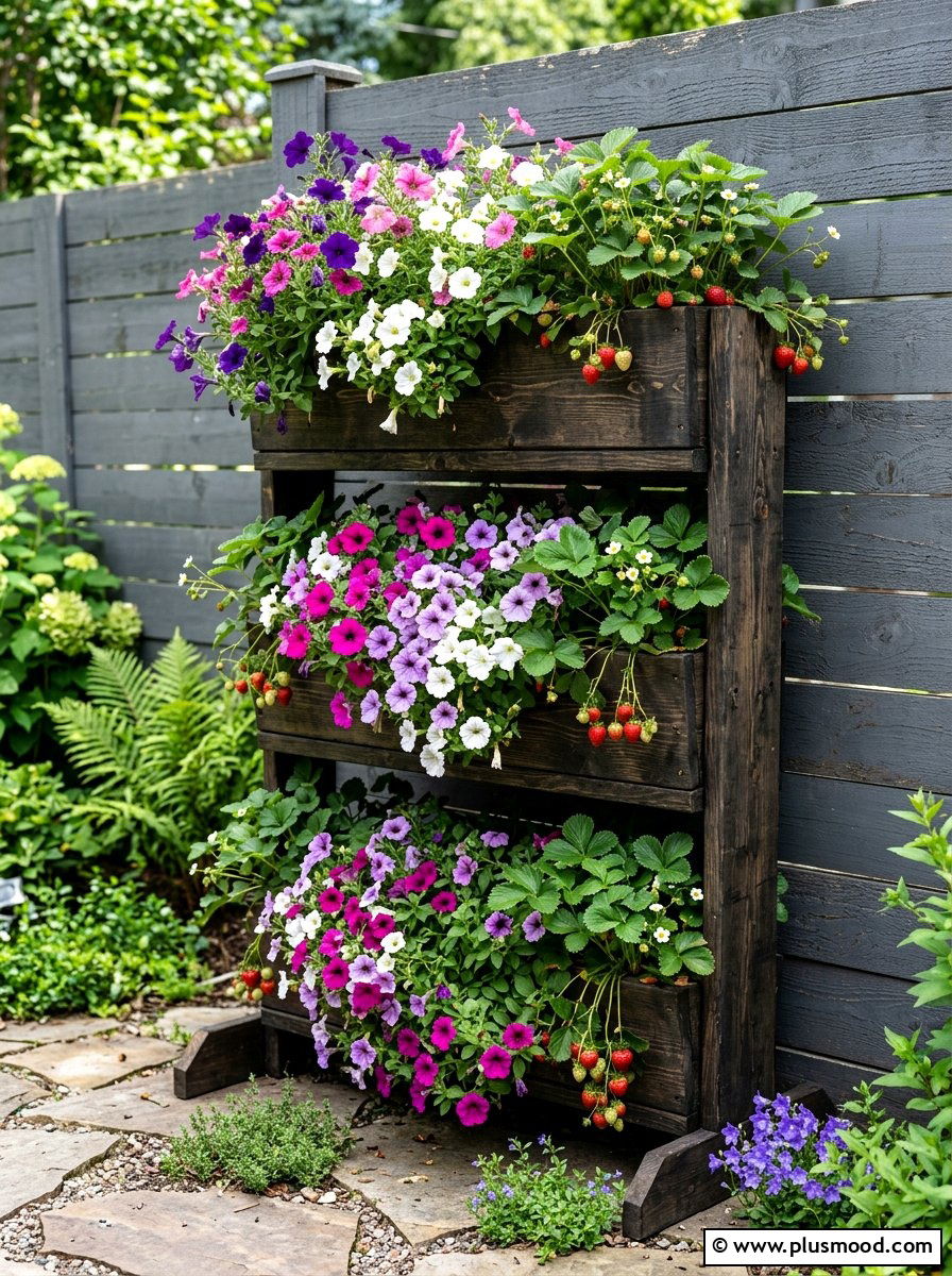 Tiered wooden planter - 25 small backyard ideas with raised garden