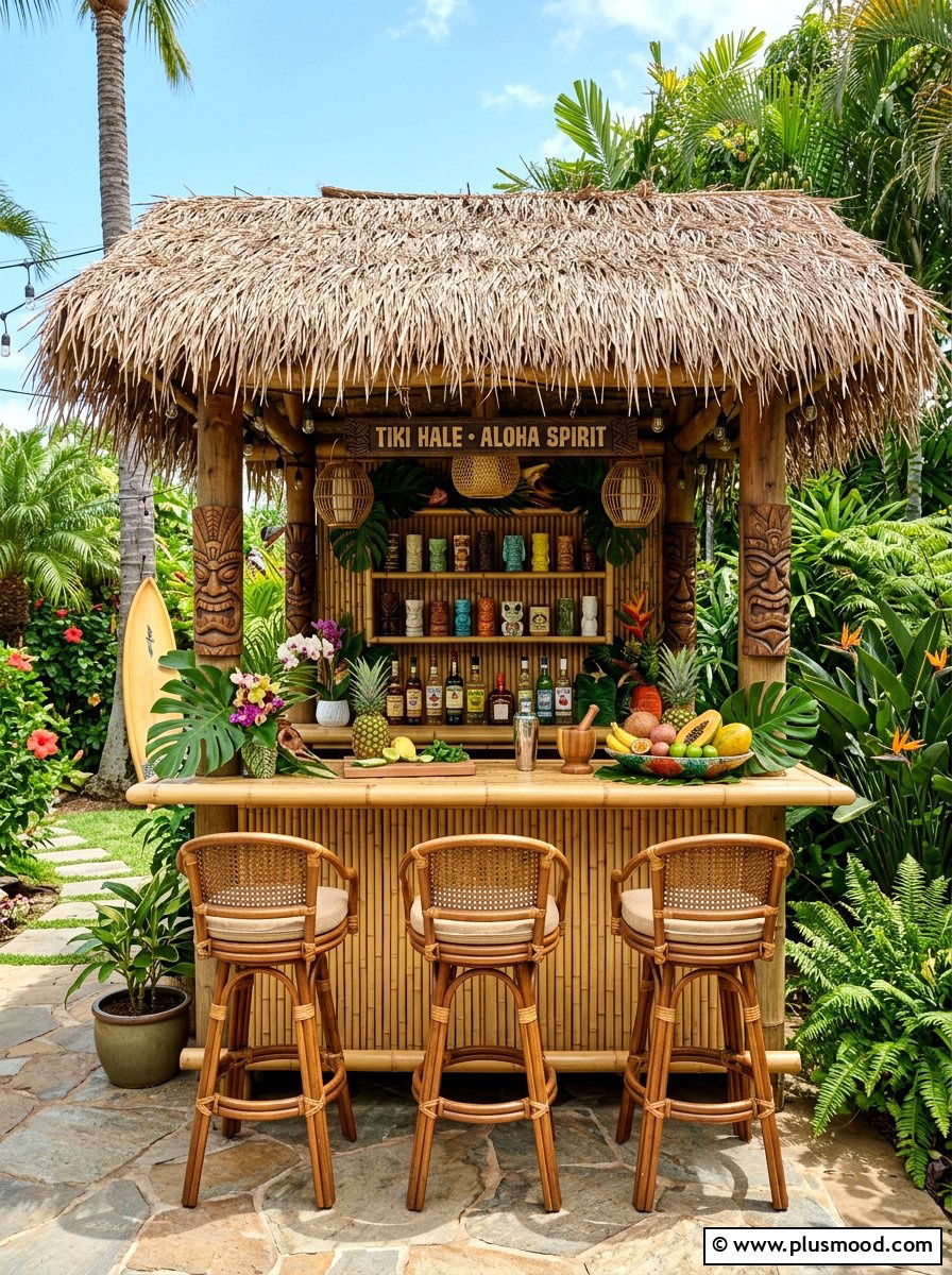 Tiki Bar Setup - 25 summer tropical party decor ideas