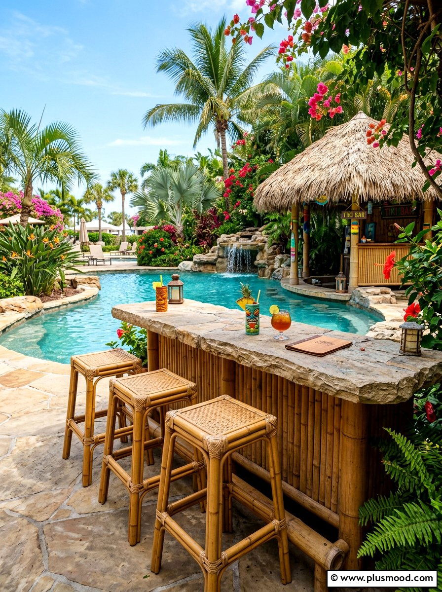 Tiki Bar Stool - 25 summer poolside seating ideas