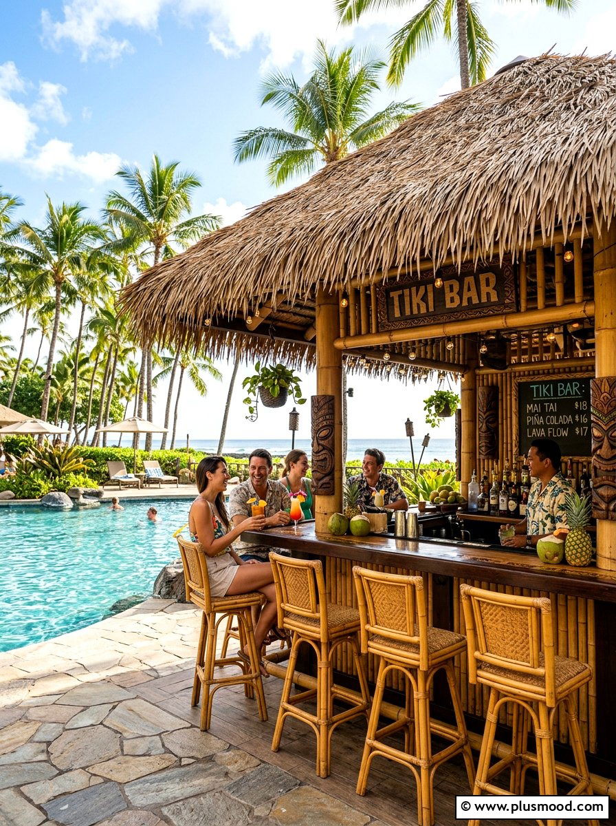 Tiki Hut Poolside Bar - 25 pool landscaping ideas for Florida homes