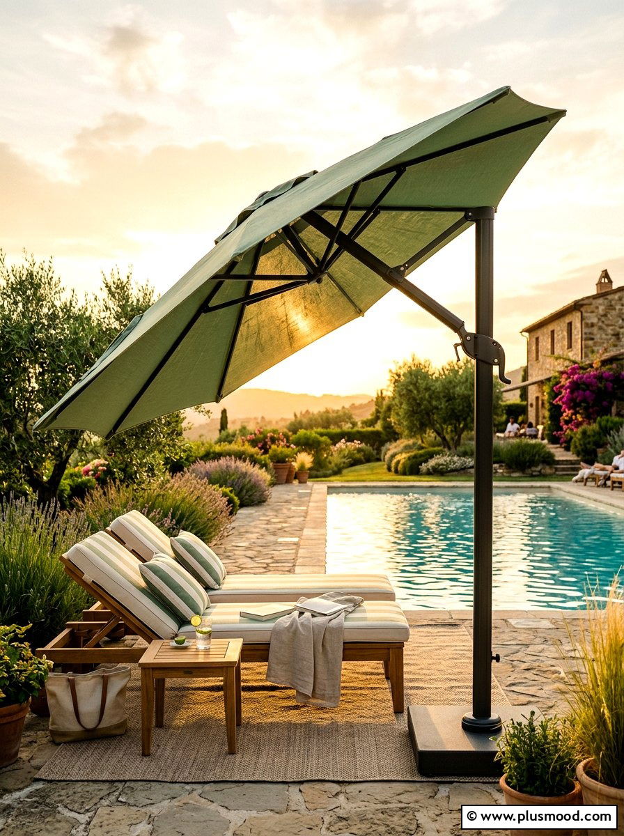 Tilting Pool Umbrella - 25 summer poolside umbrella ideas