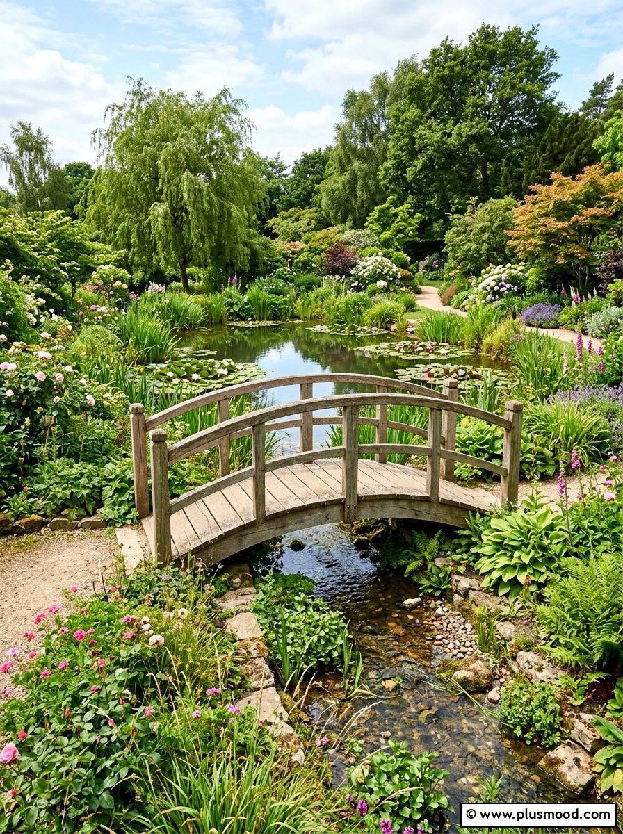Timber Footbridge - 25 pool landscaping ideas for natural pools