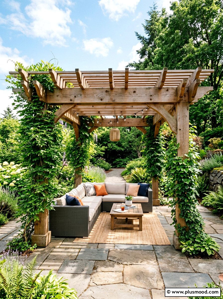 Timber Pergola Retreat - 25 summer farmhouse patio ideas