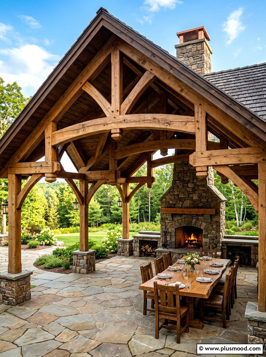 Timber frame pavilion - 25 summer to fall outdoor entertaining ideas