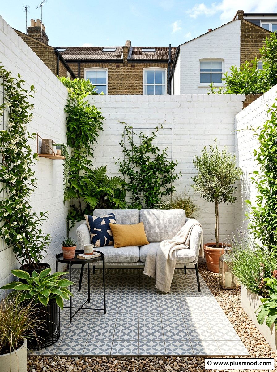 Tiny Urban Backyard Lounge - 25 small backyard ideas with outdoor sofa