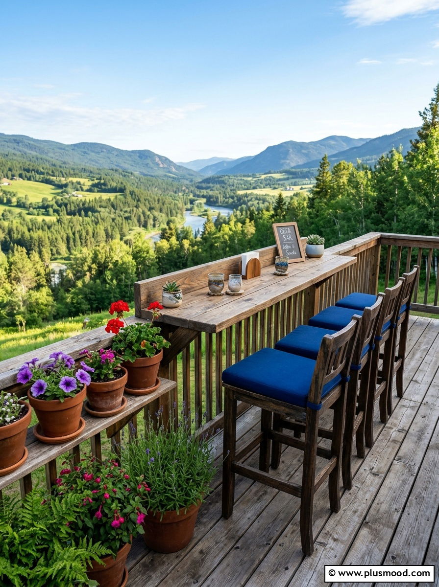 Tiny deck bar with stools - 25 small backyard ideas with outdoor bar