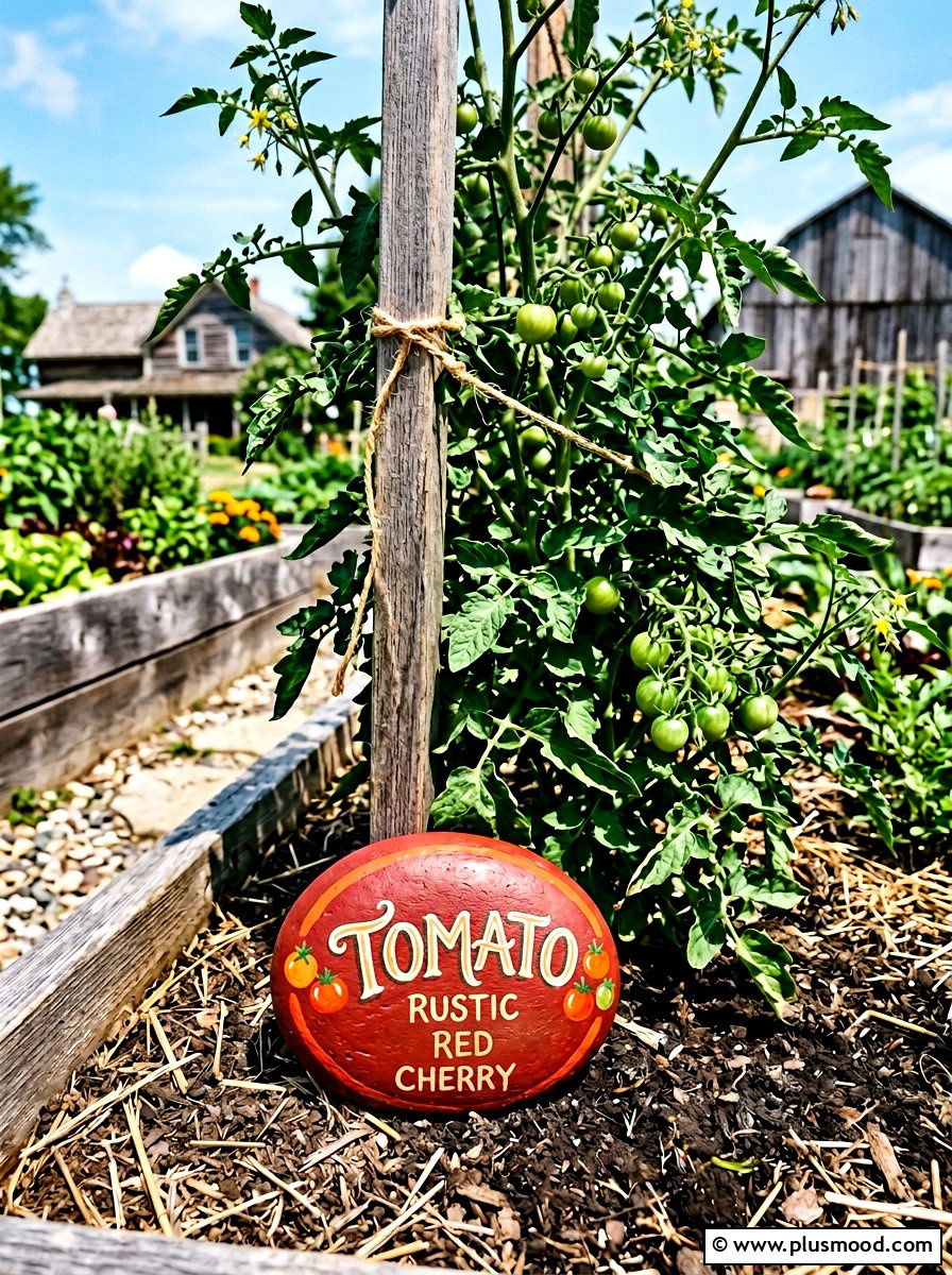 Tomato Plant Label - 25 painted rock ideas for plant markers