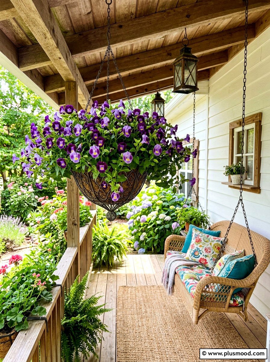 Torenia hanging pot - 25 summer planter ideas for shade