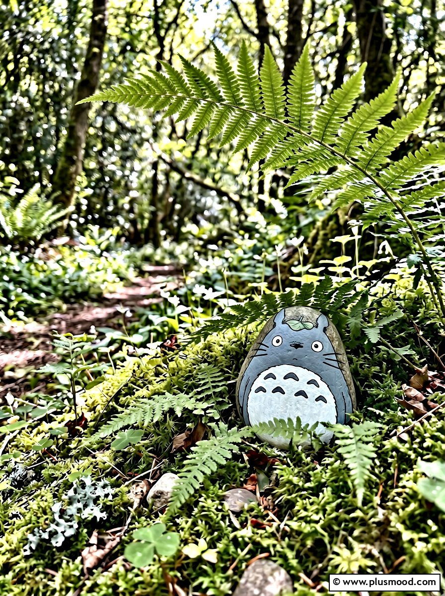 Totoro Painted Rock - 25 painted rock ideas with cartoon characters