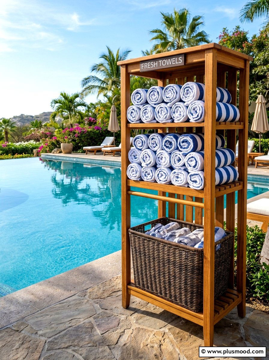 Towel Valet - 25 summer pool storage ideas