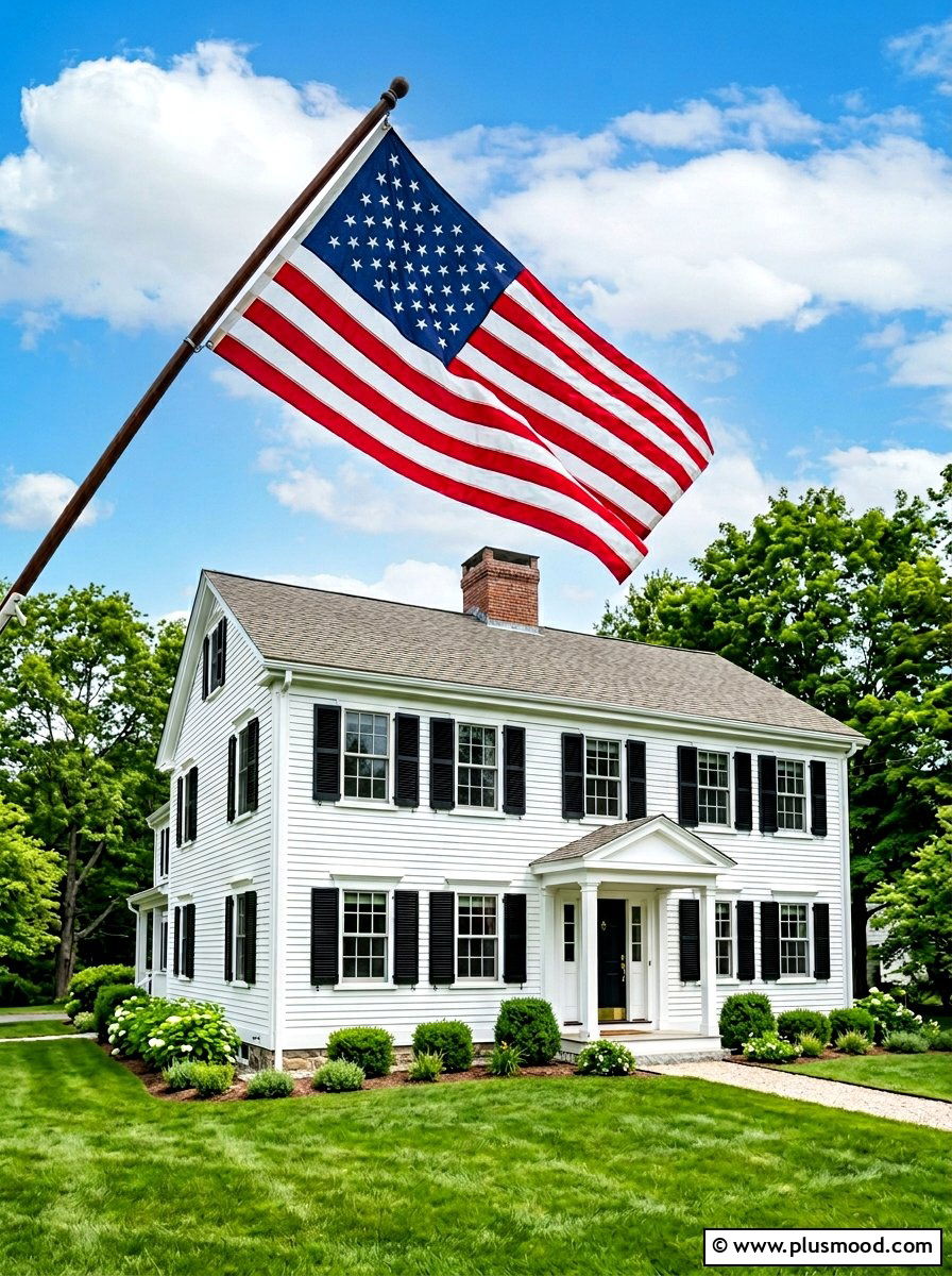 Traditional American Flag - 25 summer front porch decor ideas with flags