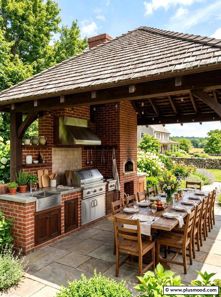 Traditional Brick Outdoor Kitchen - 25 summer covered patio ideas