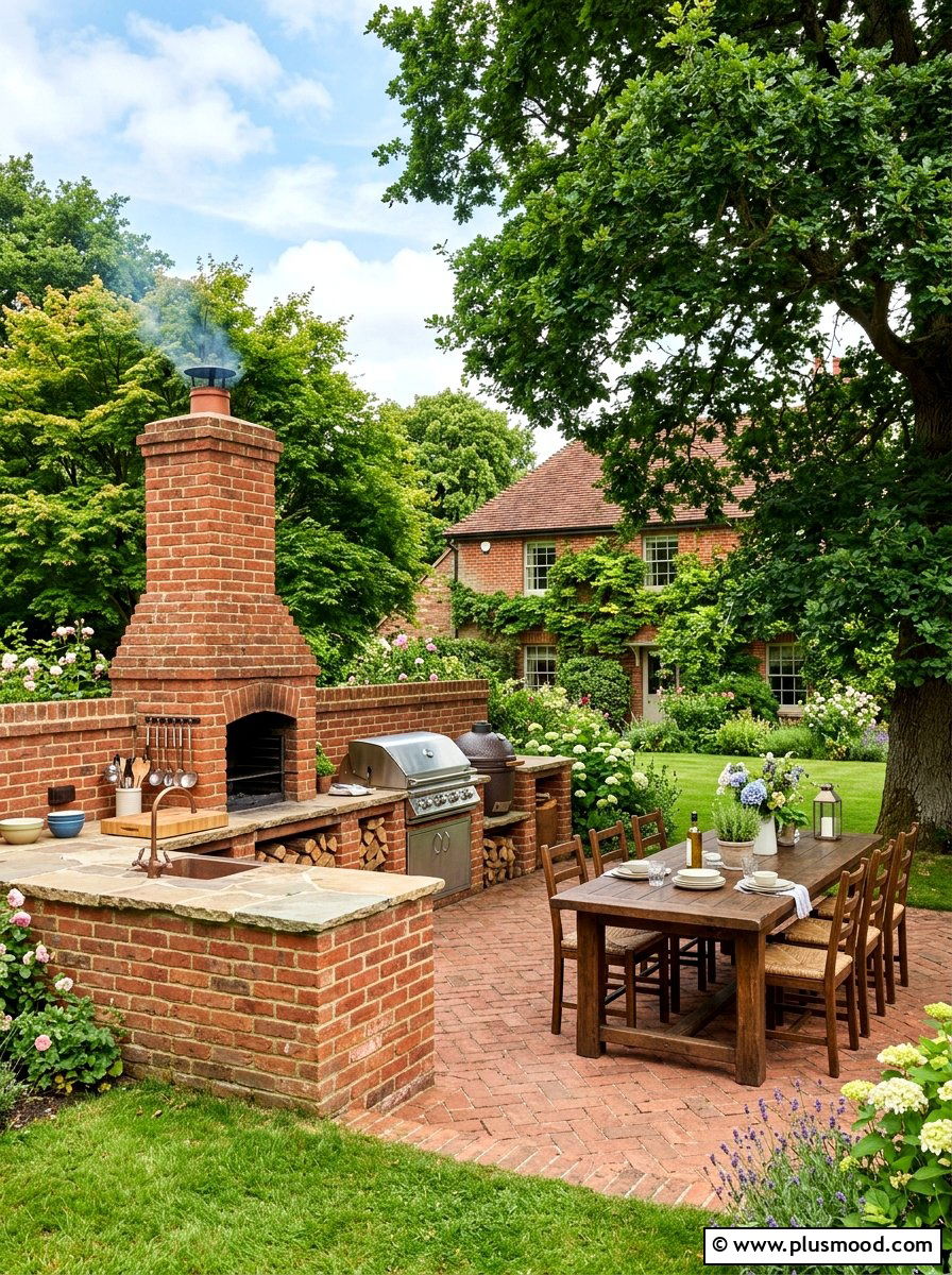 Traditional Brick Outdoor Kitchen - 25 summer backyard outdoor kitchen ideas