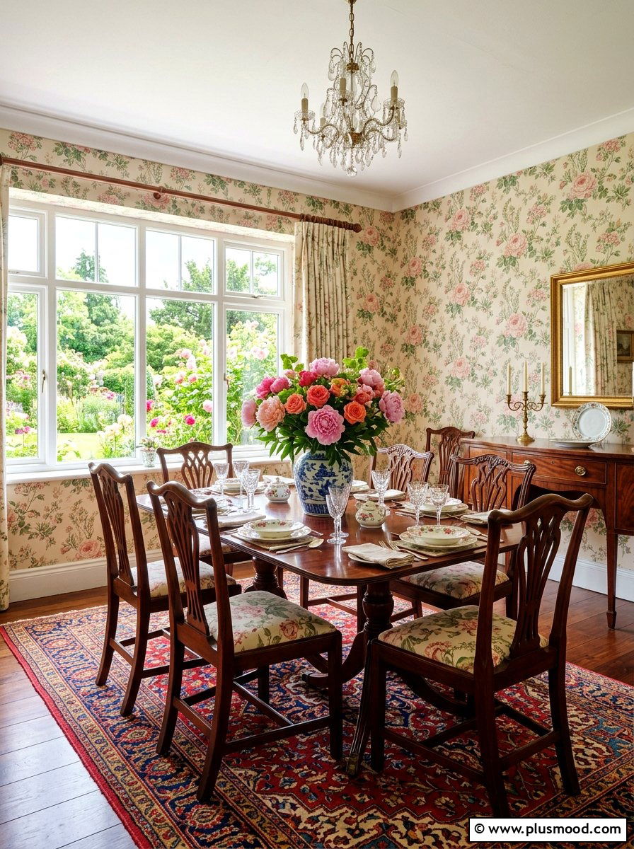 Traditional Floral Summer Dining Room - 25 summer dining room decor ideas