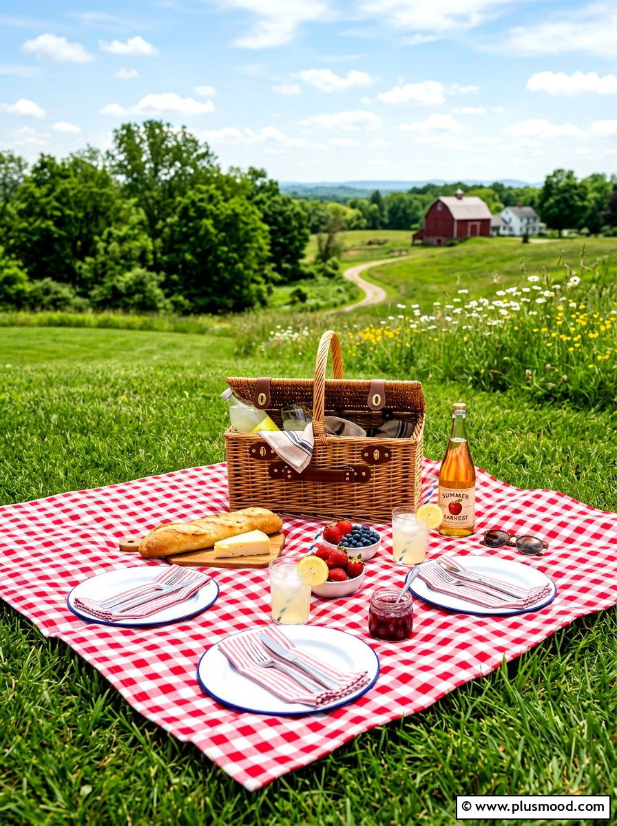 Traditional Gingham Picnic Setup - 25 summer picnic backyard ideas