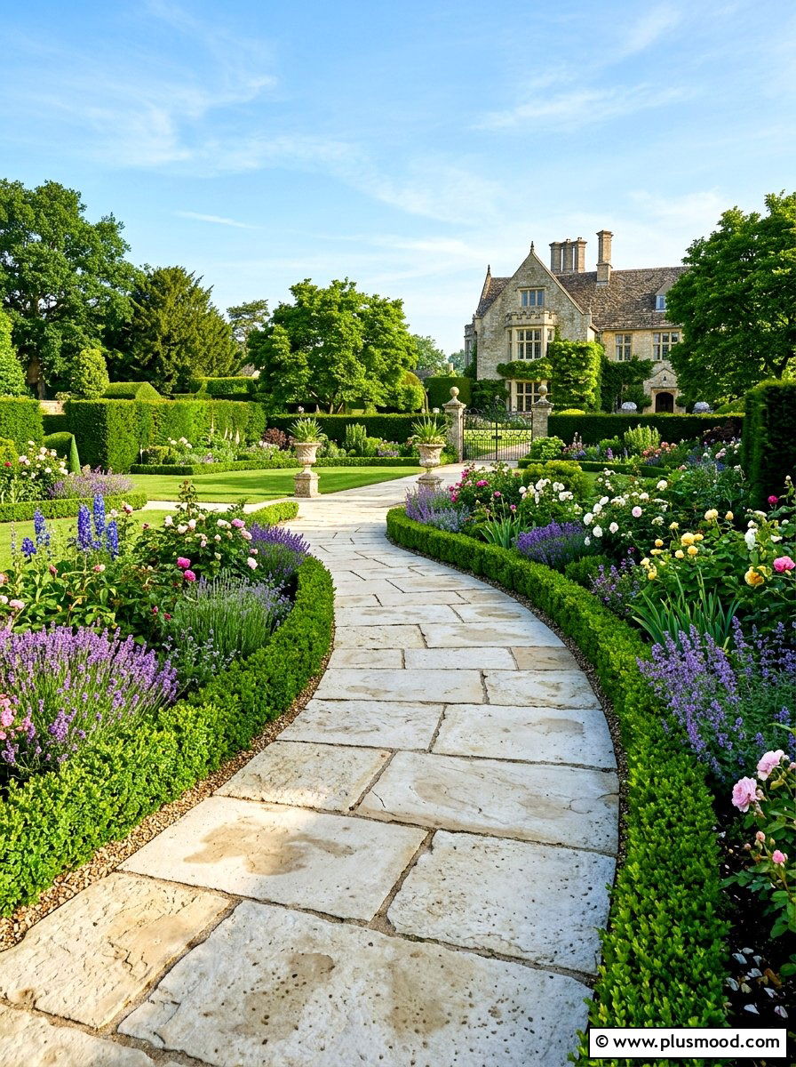Traditional Limestone Flagstone Walkway - 25 summer garden pathway ideas