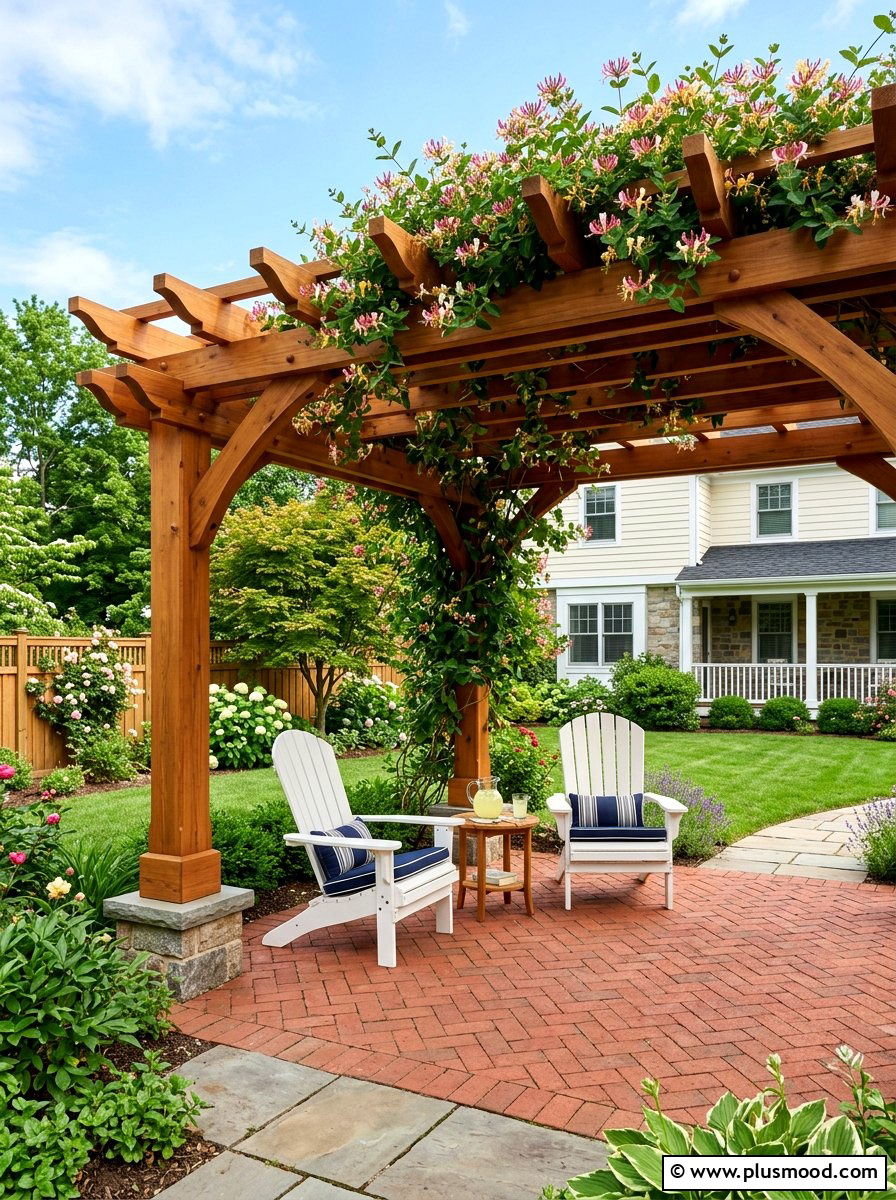 Traditional Wood Pool Pergola - 25 pool landscaping ideas with pergola and vines