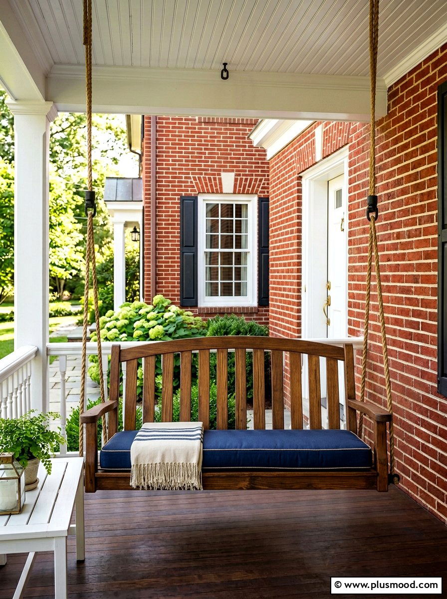 Traditional slat back swing - 25 summer porch swing curb appeal ideas