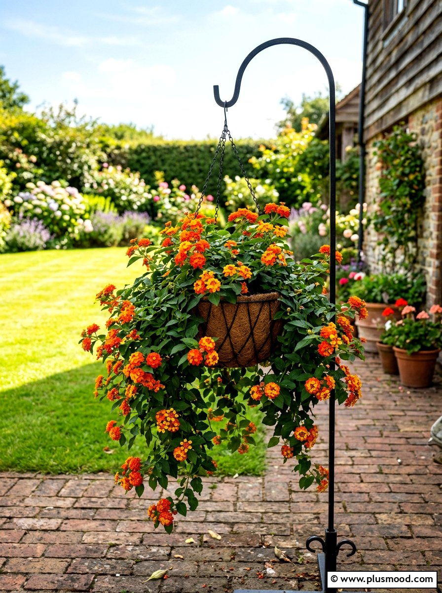Trailing Lantana Hanging Basket - 25 summer low maintenance planter ideas