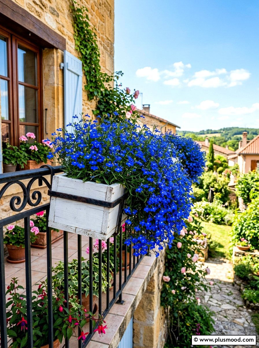 Trailing lobelia window box - 25 summer balcony flower ideas