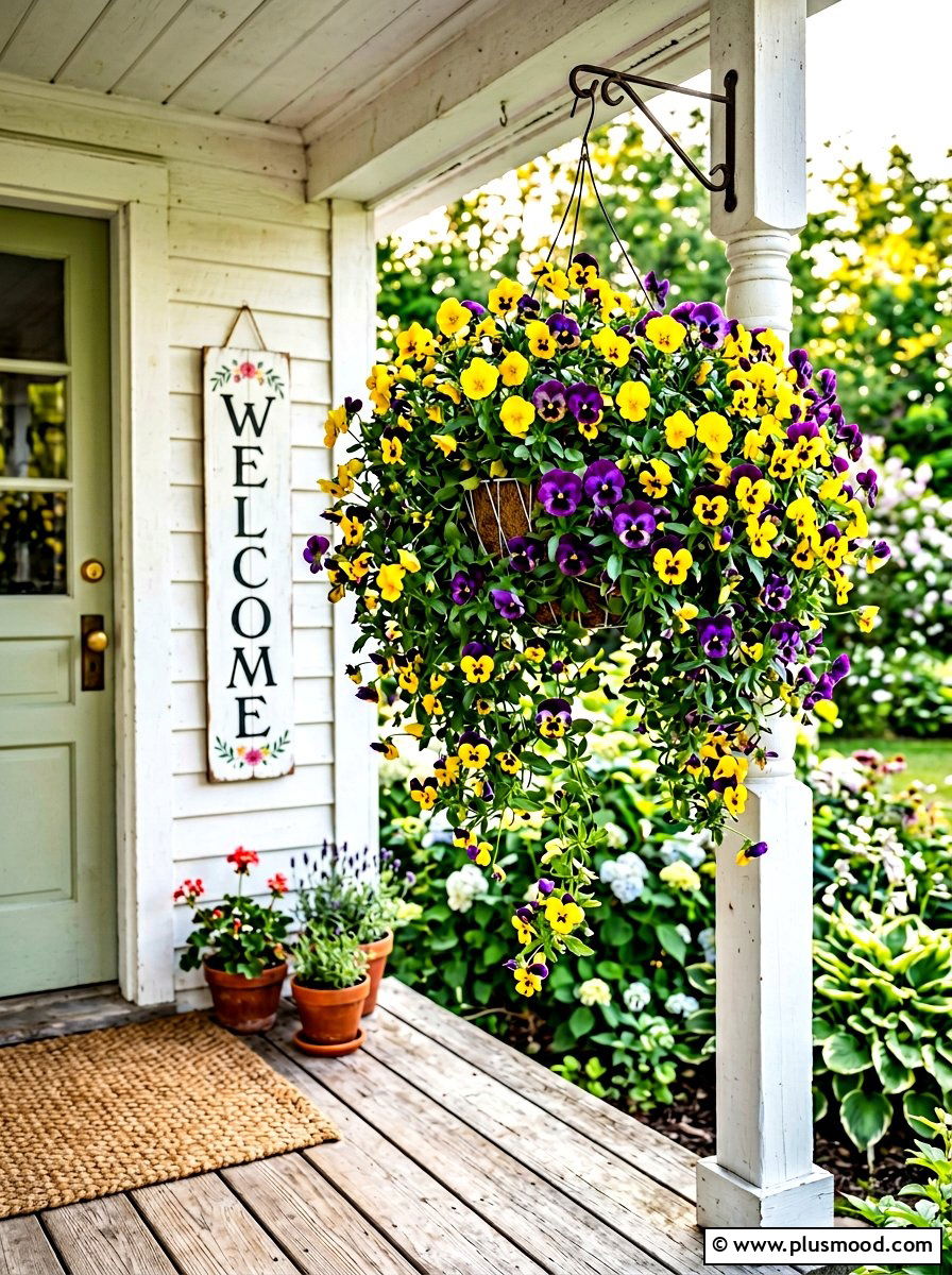 Trailing pansy summer basket