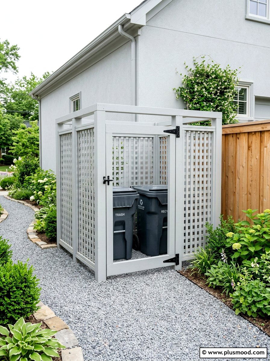 Trash Can Enclosure - 25 small backyard ideas with lattice