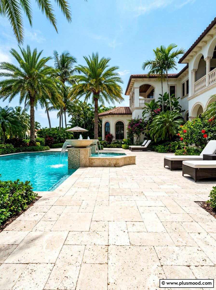 Travertine Pavers - 25 summer walkway ideas for front yard