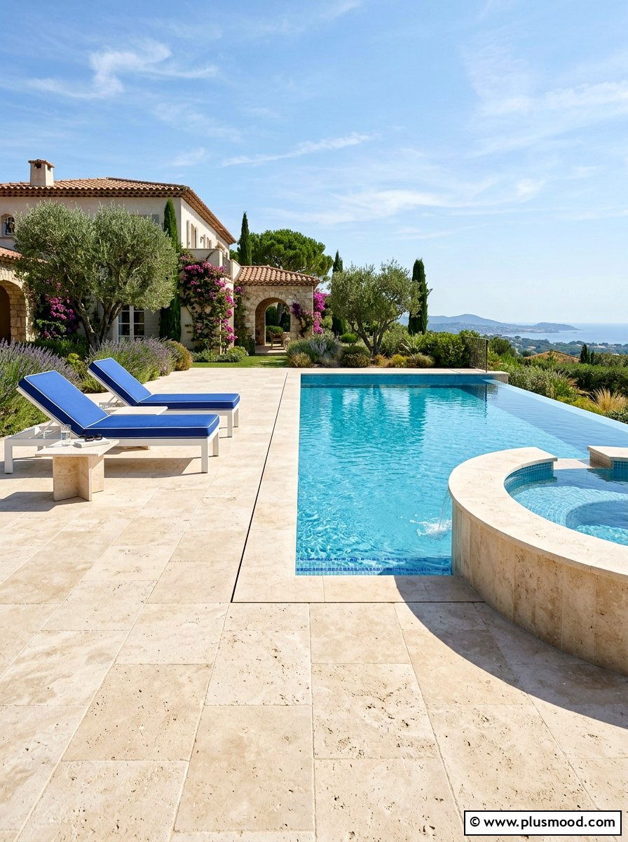 Travertine Tile Pool Decking - 25 pool landscaping ideas for hot tubs