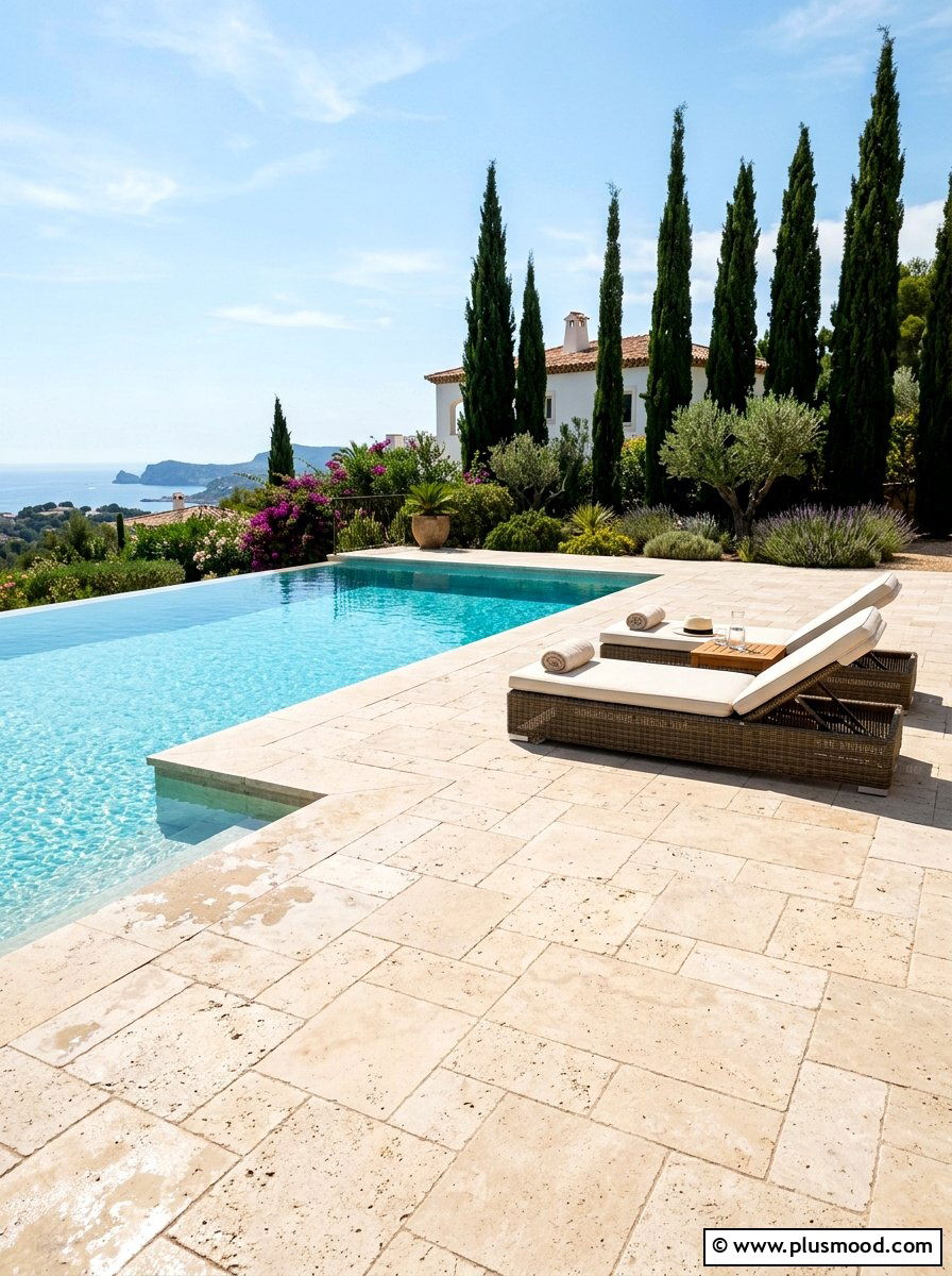 Travertine Tile Pool Patio - 25 pool landscaping ideas for rectangular pools