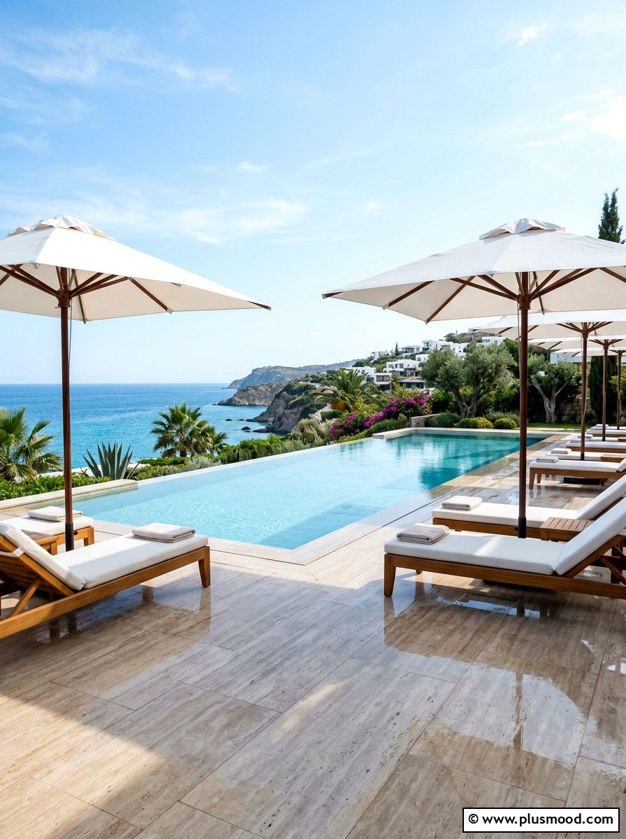 Travertine pool pavers - 25 pool landscaping ideas with natural stone