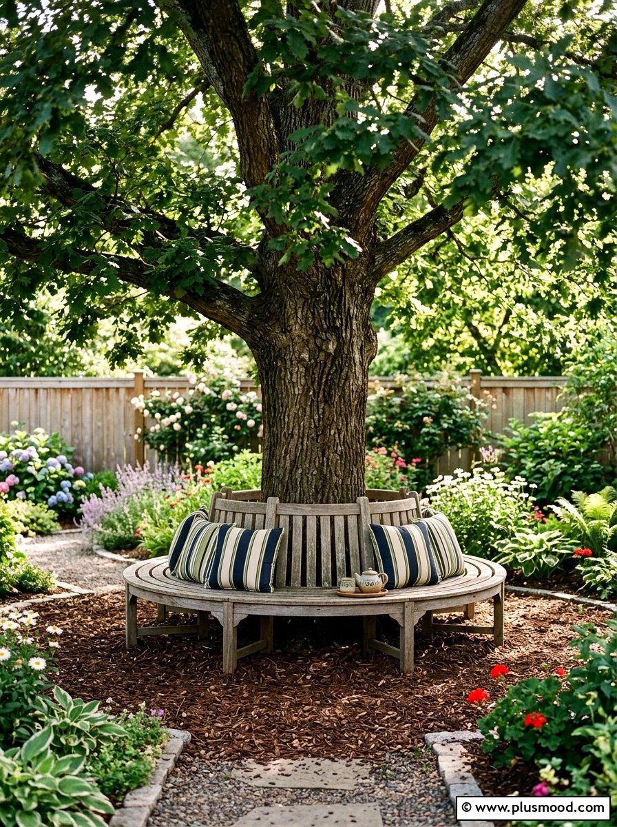 Tree Bench - 25 small backyard ideas for entertaining