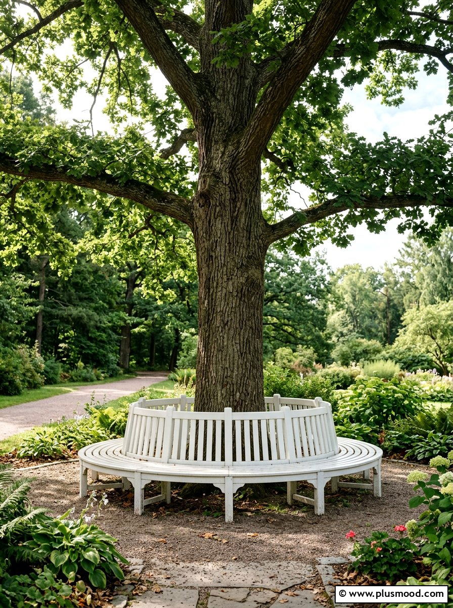 Tree Bench - 25 small backyard ideas for secluded spaces